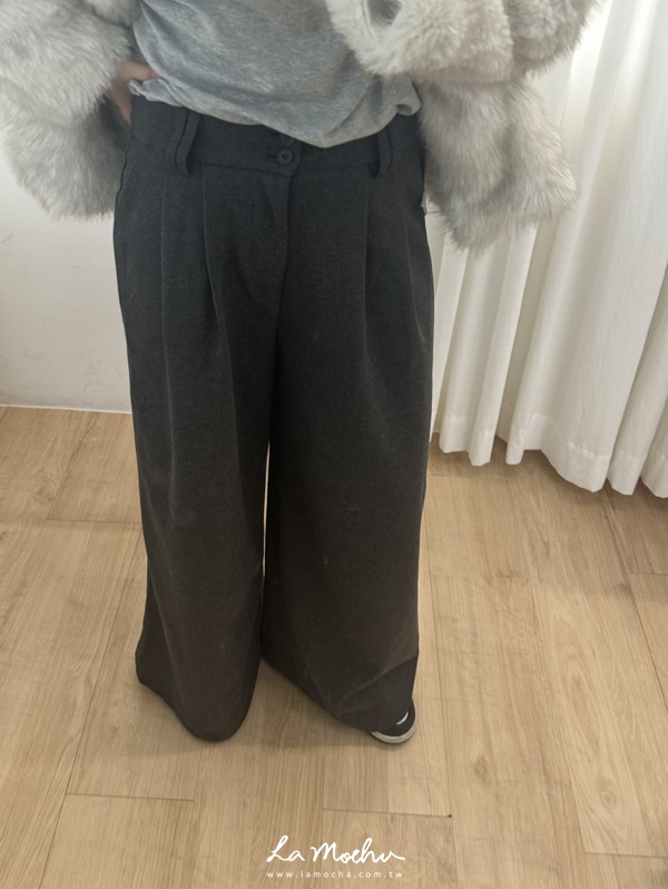 (限量商品)雙釦帶絨西裝寬褲